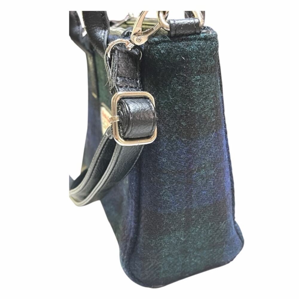 Harris Tweed Glen Appin Black Watch Plaid Brora Small Tote Bag Shoulder Strap - Picture 4 of 16